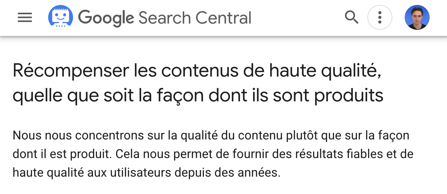 Google Search Central : récompenser les contenus de haute qualité, quelle que soit la façon dont ils sont produits